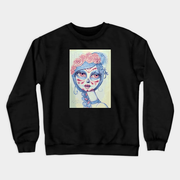 Sugar Skull Girl 3 of 3 Crewneck Sweatshirt by LittleMissTyne